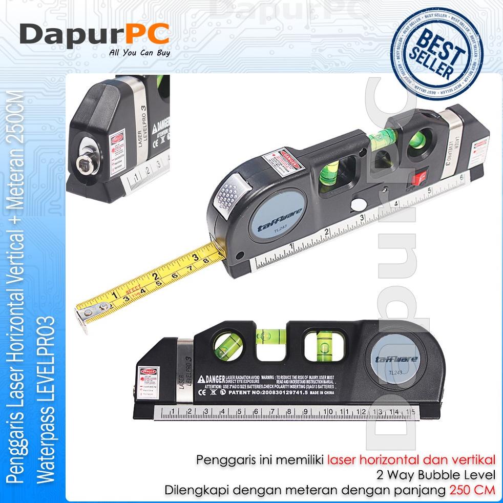

Kiyos Alat Penggaris Laser Horizontal Vertical + Meteran 250CM + Waterpass KB004