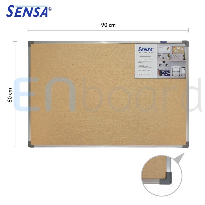 

Softboard Cork Pin Board / Papan Mading Gantung Sensa 60 X 90 Cm