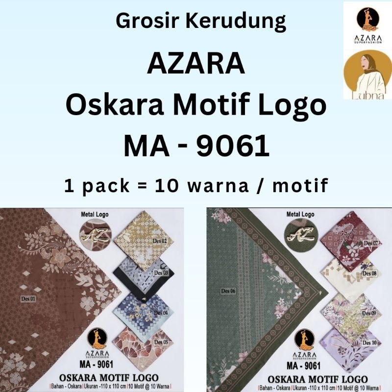 STYLISH HIJAB DAILY [MA-9061 METAL LOGO] Grosir Kerudung Jilbab AZARA OSKARA MOTIF LC Segiempat