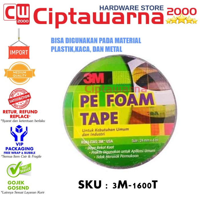 

Produk Terbaik] 3M 1600T Double Coated PE Foam Tape - Double Tape 1600 3M Palembang