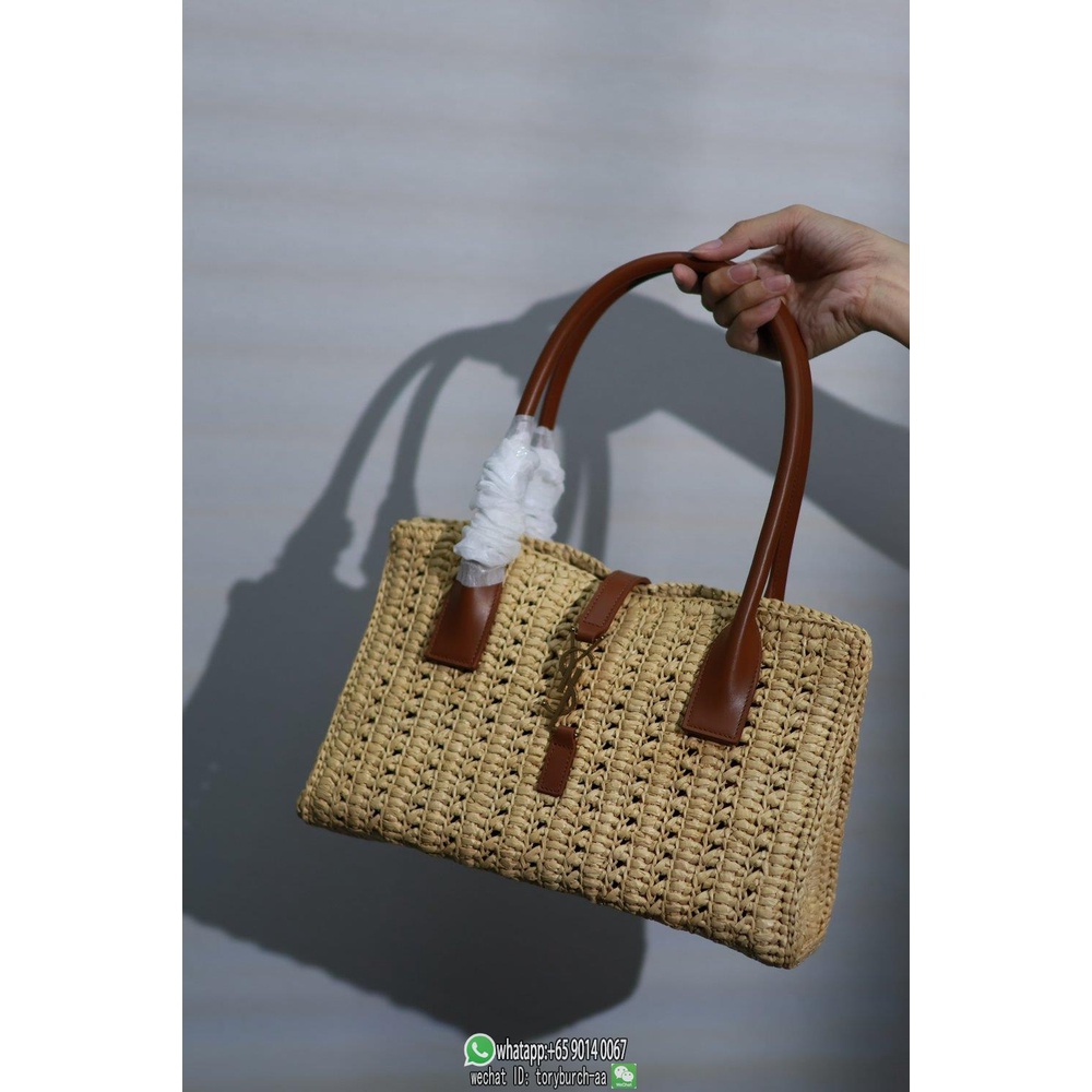 braided YSL shoulder shopper tote resort Raffia YSL beach bag large women's shopping handbag