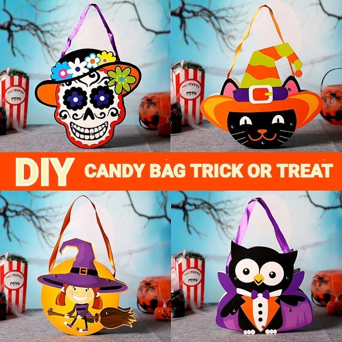 

Kualitas terbaik] GROSIR DIY Candy Bag Trick Treat Tas Permen PVC Halloween Goodie Bag