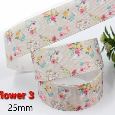 

$$$$] Pita Grosgrain Motif BUNGA / FLOWER lebar 25 mm