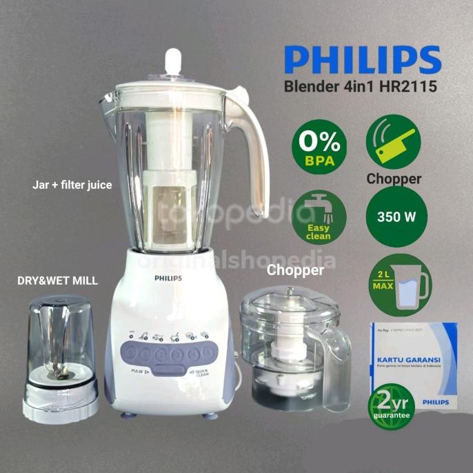 Ready stock] Blender PHILIPS 4in1 HR2115 Blender PHILIPS HR 2115 Philips ALL IN ONE