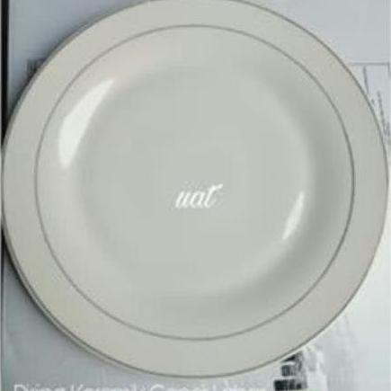 Diskon Piring Ceper Keramik 9" List Emas - Putih Baleriieroom