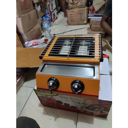 kompor panggang gas 2 tungku sosis ayam ikan sate