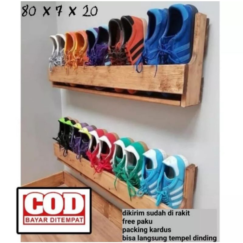 rak sepatu kayu // rak sepatu tempel dinding