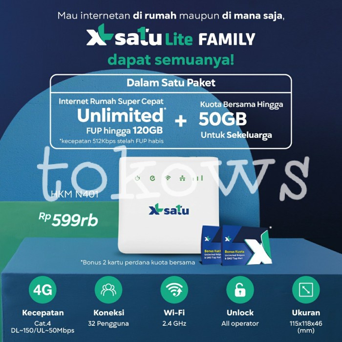 Home Router Wifi XL Home XL Satu Family HKM N401 Unlocked Free 170GB