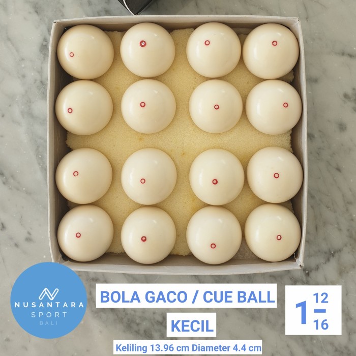 '+'+'+'+] Bola Gaco Gacok Cue Ball Bola Putih Billiard ukuran KECIL 1 12/16 "