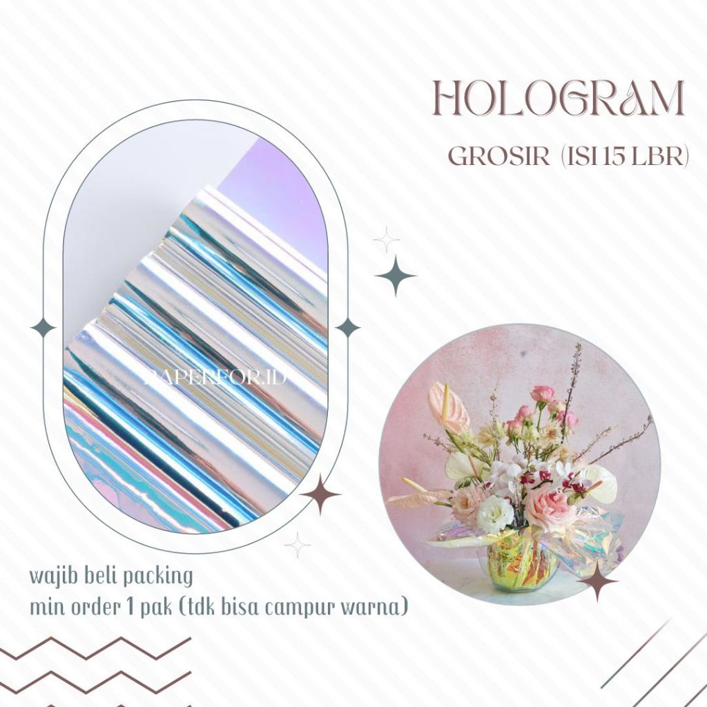 

GROSIR Kertas Buket Bunga HOLOGRAM TIPIS 30 MIC isi 15 Lembar
