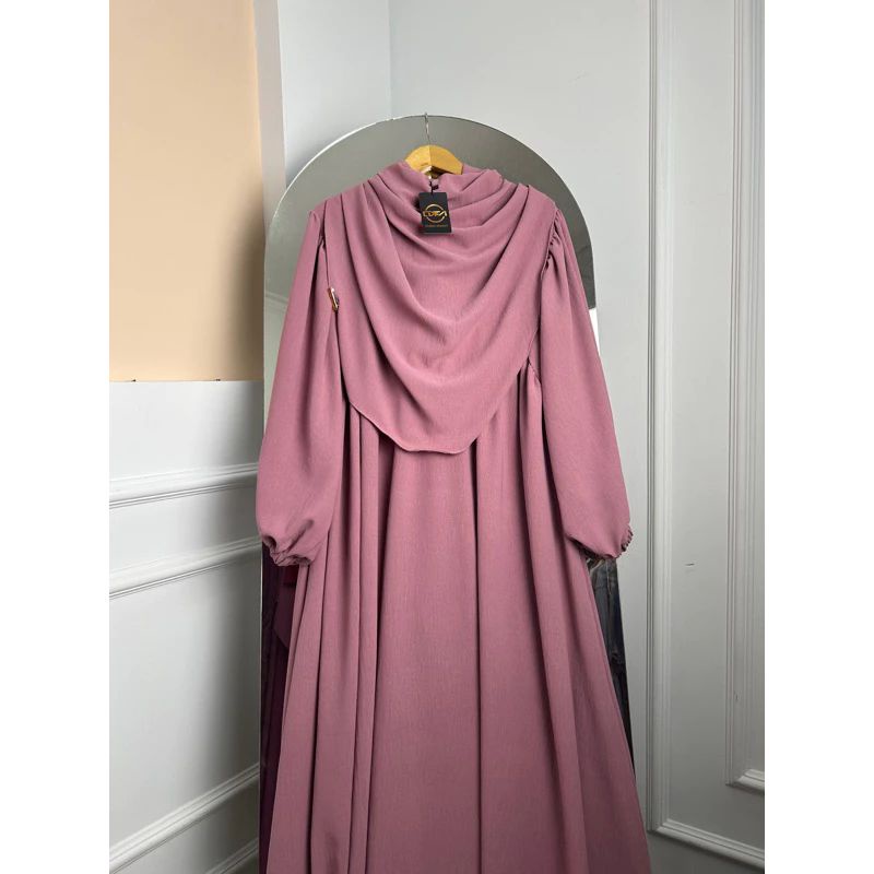 GAMIS CRINKLE SET HIJAB KEKINIAN VIRAL TERBARU-Dusty