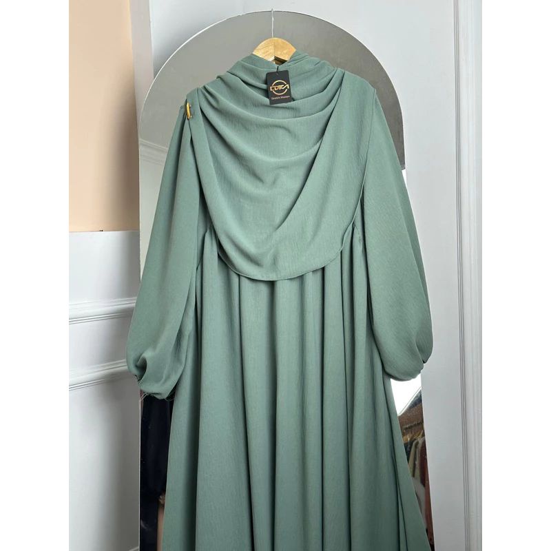 GAMIS CRINKLE SET HIJAB KEKINIAN VIRAL TERBARU-Sage