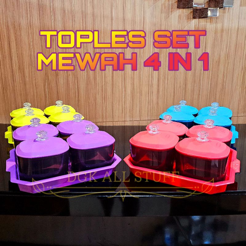 Toples Stoples Tonam Nampan Talam Alas Set Tempat Kue Kering Lebaran Ramadan Natal Imlek Tahun Baru 