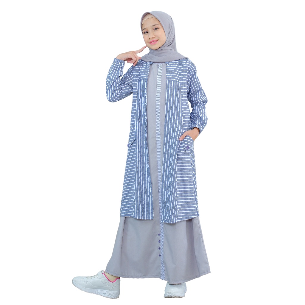 Gamis Outer Menyatu Anak Perempuan Model Terkini