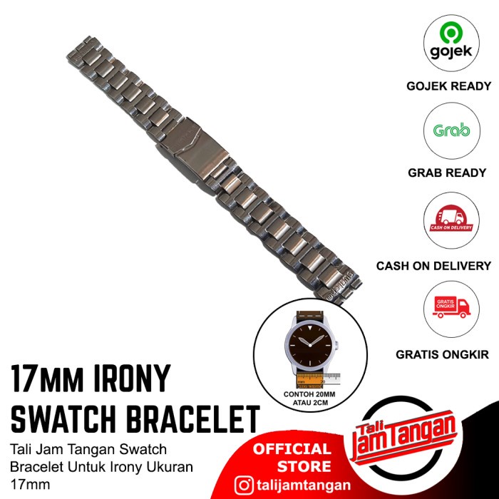 17MM IRONY SWATCH BRACELET TALI JAM TANGAN STAINLESS