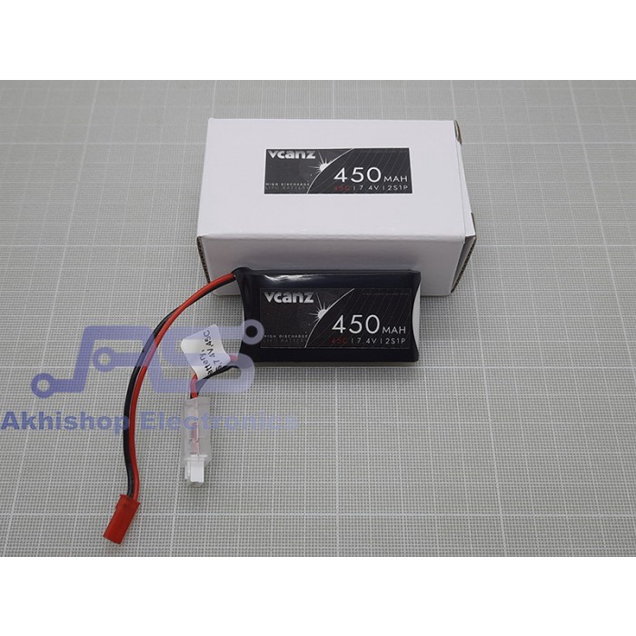 Vcanz Premium Lipo Battrey 450mah 2S 45C JST