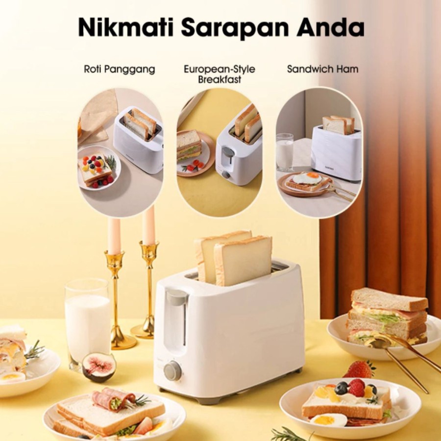 QG Alat pemanggang roti 2 slice bread toaster automatic pop up electric