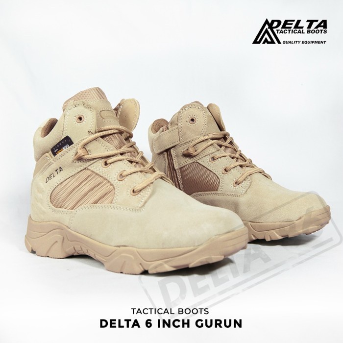 SEPATU DELTA TACTICAL ARMY 6" WARNA SAND HITAM - DELTA 86 "FREE" ORIGINAL