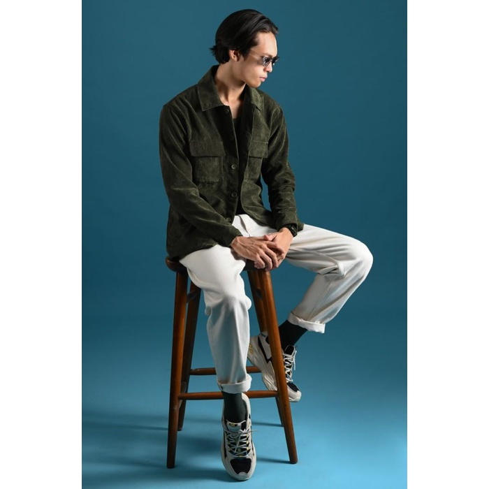 TERLARIS - JAKET PREPP STUDIO CORDUROY OVERSHIRT JACKET ARMY