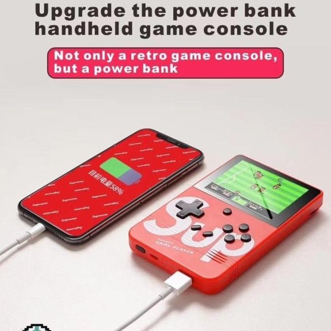 GAME BOY SUP 2in1 GAME PLUS POWERBANK 5000MAH GAMEBOY SUP SUPER MERAH