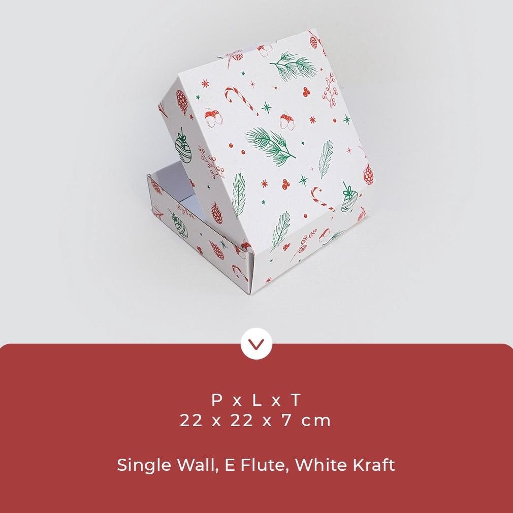 

[Terbaru] Dus Natal Christmas Box Mailer White 22 X 22 X 7 Cm ( Bundle 5 Pcs ) / Corrugated Box Packaging Die Cut Mailer Hampers Natal Murah