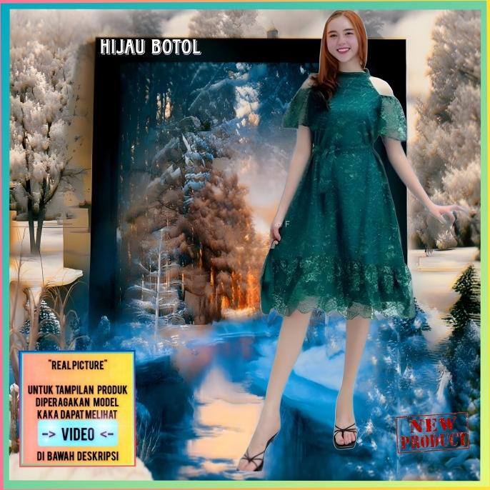 Kuntistore_26 // Dress Pesta Wanita Maxi Brukat Baju Natal Blus Gaun Party 11 Biru Muda Limited Edit