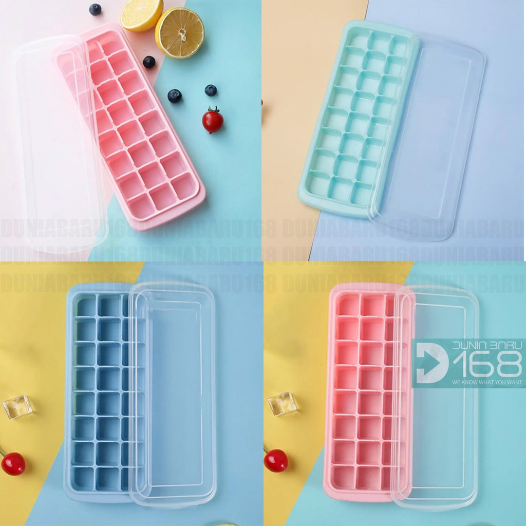Cetakan Es 24 Kotak Silikon / Cetakan Es Silikon/ Cetakan Silikon + Penutup