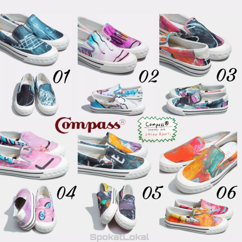 Sepatu Compass X Jason Ranti Slip On Artwork 1 - 6 Size 38 - 44 Original BNIB Fullset