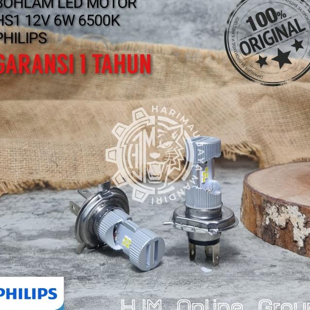 Bohlam Lampu Depan Motor Led Hs1 H4 12V Kaki 3 Putih Philips Original