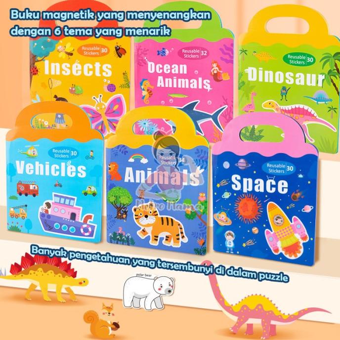 

SALE Buku Stiker Magnet Puzzle Mainan Anak Magnetic Sticker Book Premium Termurah