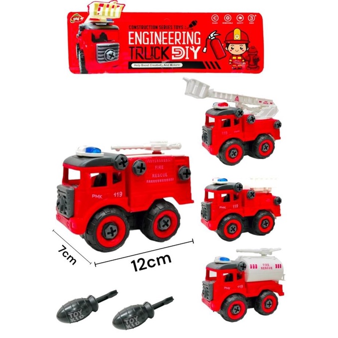 Diskon  Mainan Edukatif Diy Truck Army Konstruksi Pmk Bongkar Pasang Isi 4 - Langsung Kirim