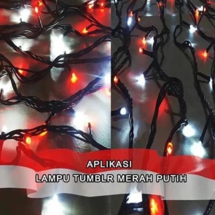 ] Lampu Natal Hias Decorasi Merah-Putih 40Led / Lampu Natal Merah-putih