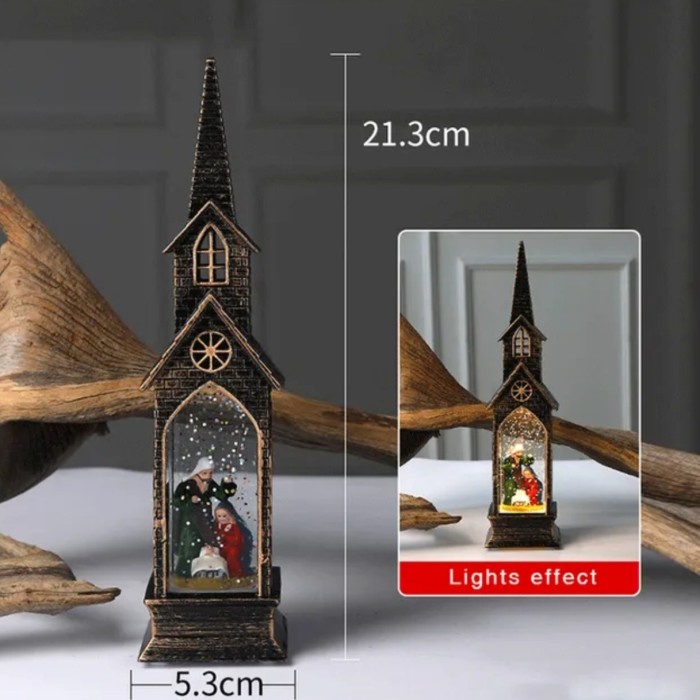 

Lampu Menara Gereja Eropa Hiasan Pernak Pernik Natal Retro Vintage - B - Maria Limited Stock