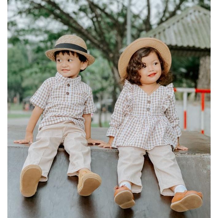 COD RAMIES SET BOY AND GIRLS 1-6 TAHUN | Setelan koko anak Raya series anak couple ramies girl ramie
