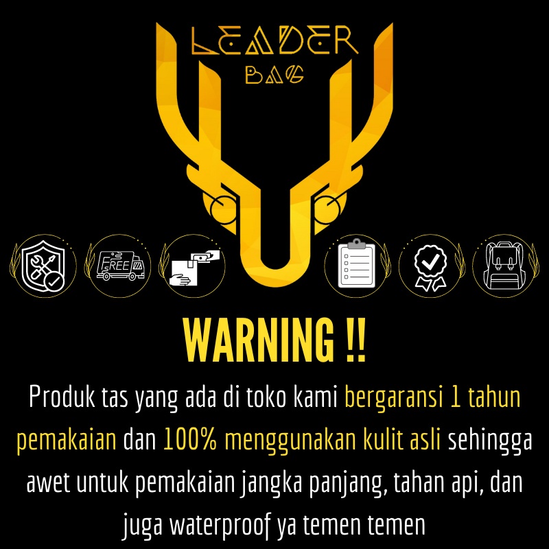 Tas Selempang Pria Kulit Sapi Merk Leaderbag Waterproof Terbaru Waistbag Tas Pinggang Cowok Branded