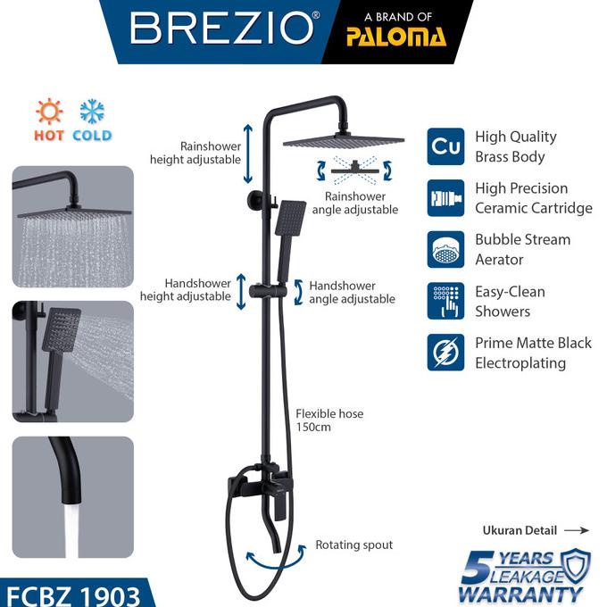 BREZIO FCBZ 1903 Shower Tiang Set Column Mandi Keran Kran Panas Dingin