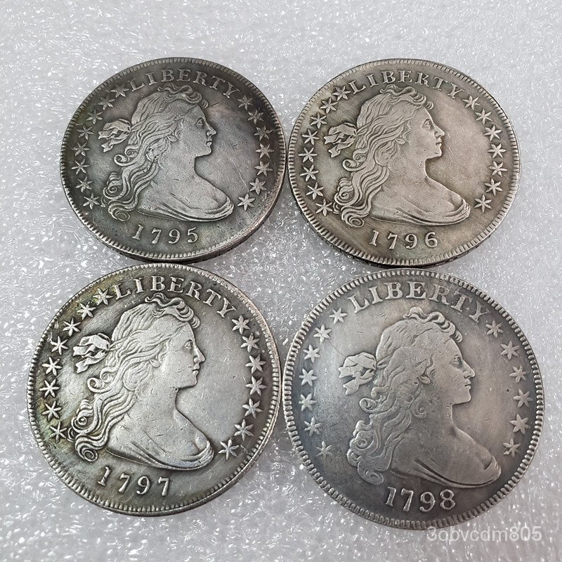 4Bahan Kuningan1795,1796,1797,1798 Koin Peringatan Kerajinan Kuno Patung Dada Amerika