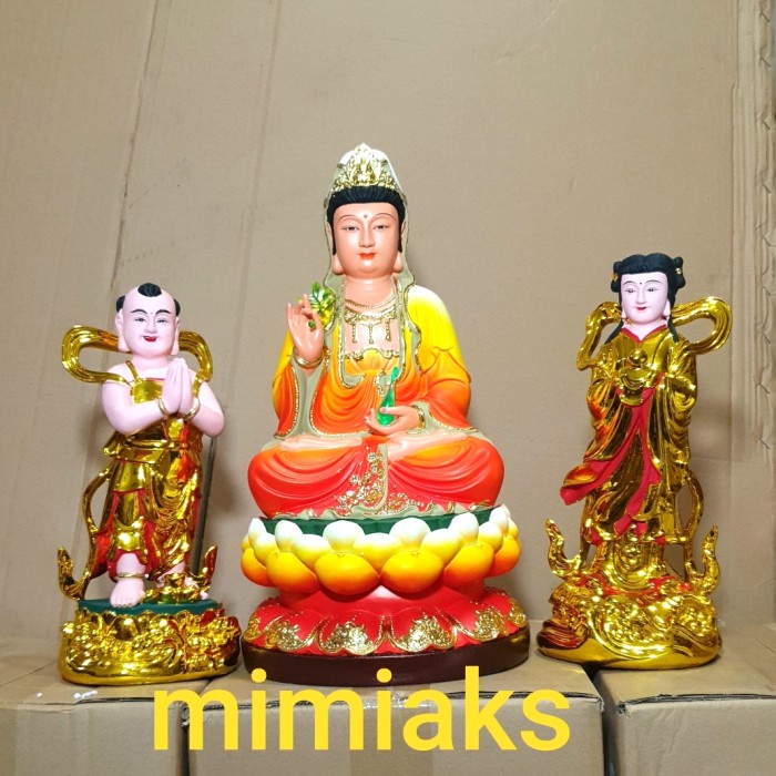 Patung Dewi Kwan Im Guan Yin 16in+Pendamping Dewi Kwan im harga 3pcs