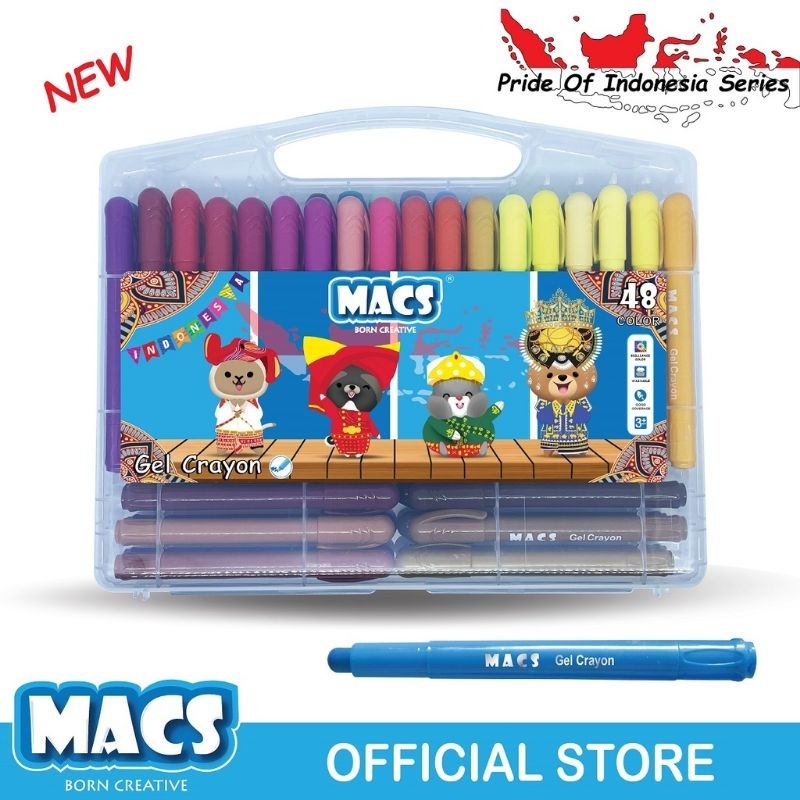 

Crayon Macs Silky Gel 48 Warna Washable + Free Bubble Wrap