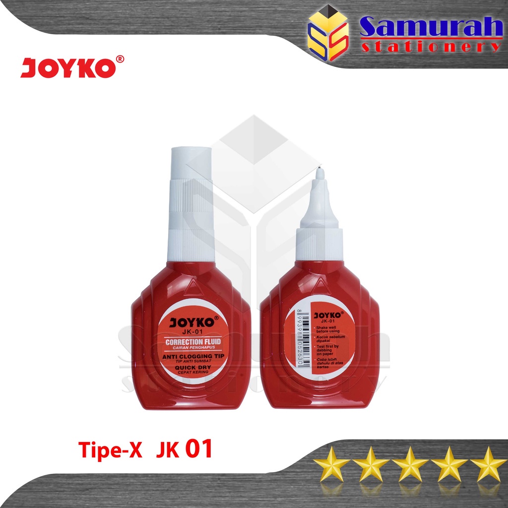 

Correction Joyko Jk-01 Merah Per Lusin / Tip-Ex Cair Jk 01 / Tipe X Fluid Dek Per 12 Pcs Grosir