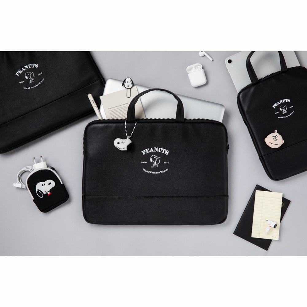 Tas Laptop Tas Tablet Kulit Tote Tahan Air Pola Snoopy 10Inch 13/14Inch 15/15.6Inch