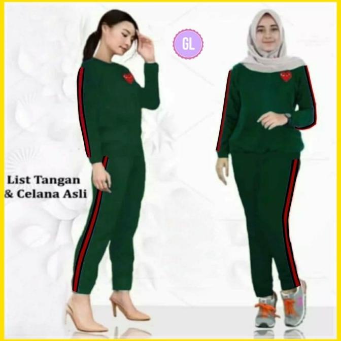 stelan training hati/stelan olahraga/baju senam/baju olahraga