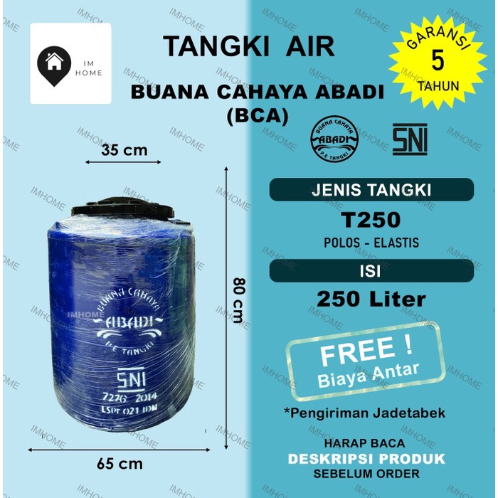 Promo Tangki / Toren Air Bca 250 Liter T250 Murah Tangki 200 Liter Kecil