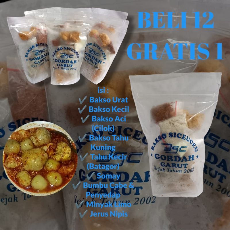 

( BELI 12 GRATIS ) 1 BUNGKUS BAKSO ACI CEUCEU GORDAH