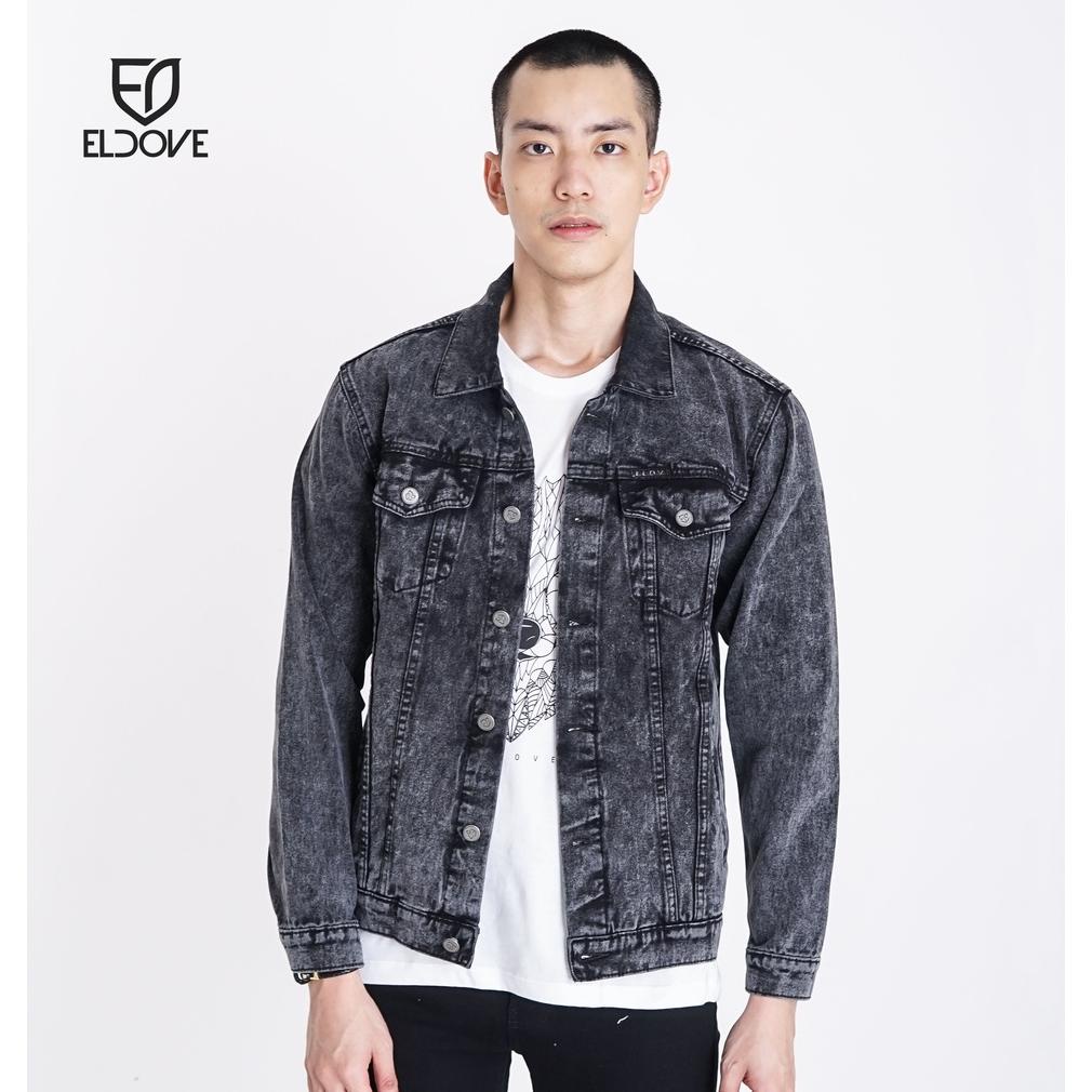 Jaket Pria Kece Abizz Eldove Denim Jacket Dark Grey Snow 5032 A