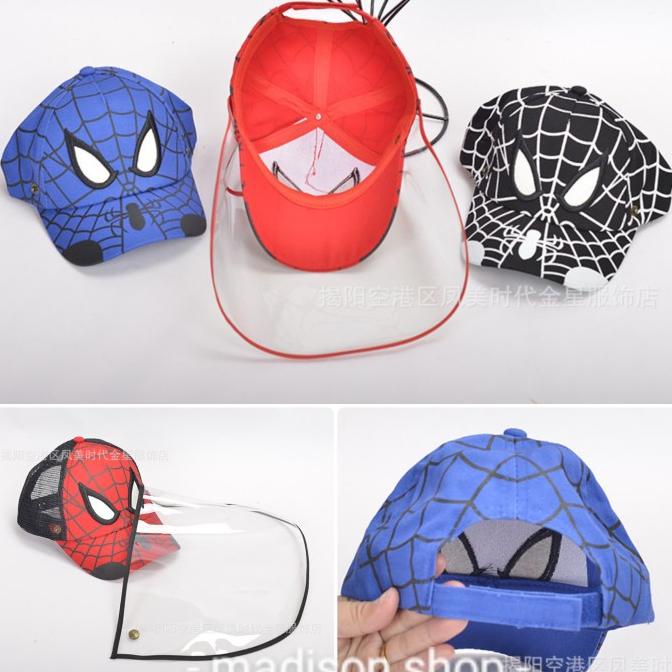 Topi Faceshield 2 In 1 Anak Spiderman Topi Mika Murah Topi Baseball Original