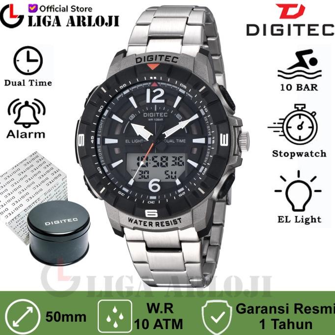Digitec DA-2131R Jam Tangan Pria Analog Digital 2131 Stainless Silver