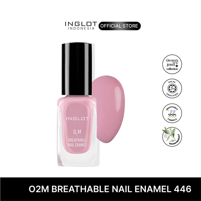 Promo Inglot O2M Breathable Nail Enamel 446 - Kutek Halal Soft Pink, 11 Ml