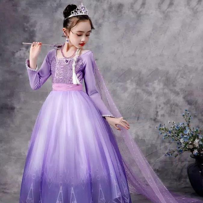 Dress Frozen 2 Elsa Lilac / Baju Frozen 2 premium Lilac import