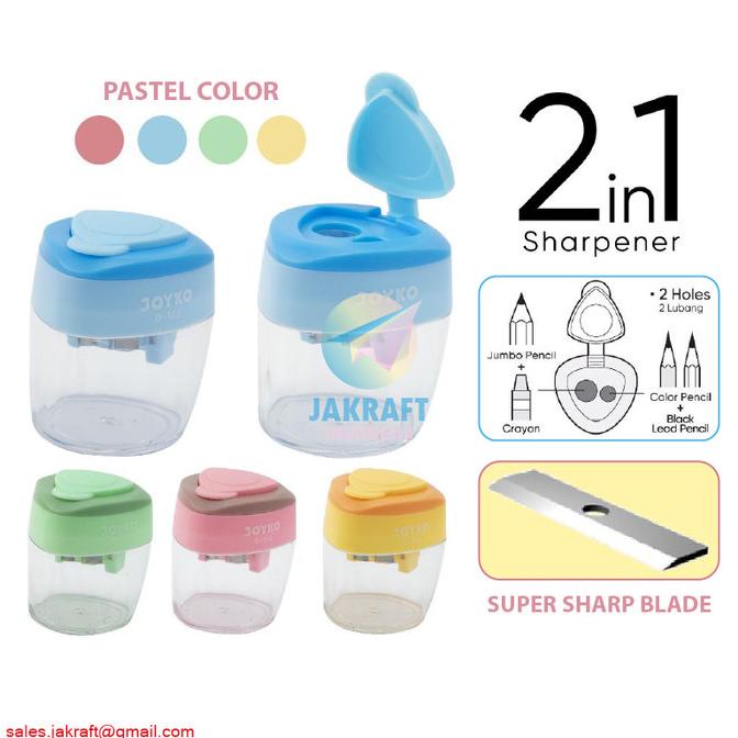 

Serutan Rautan Pensil Tong 2 Lubang Joyko B-166 Pencil Sharpener Tajam Kode 624